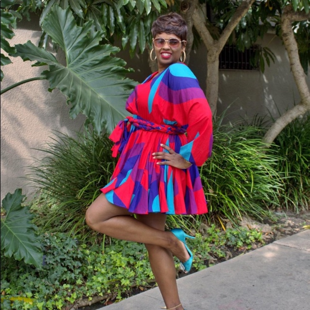 Multicolored mini skater dress - Picture 3 of 4
